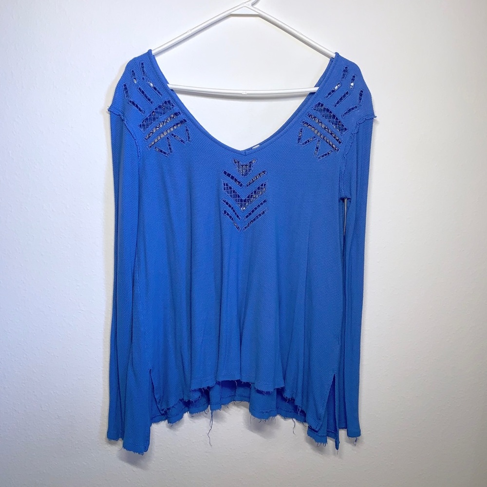 Free People Long Sleeve Waffle Texture Tunic Shirt